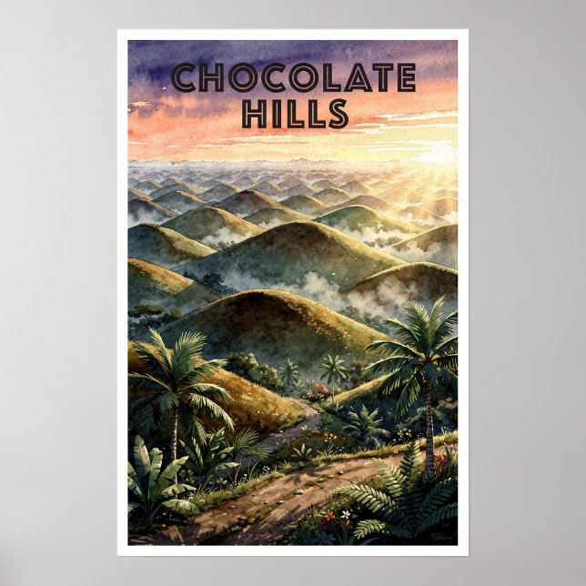 Chocolate Hills Filippinerna Vintage Resa Poster (Framsidan)