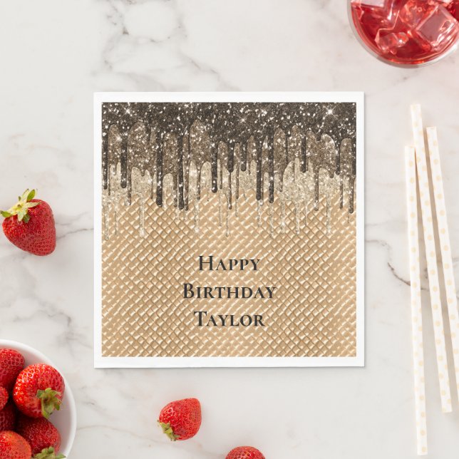 Chocolate Ice Cream Cone Glitter Drives Pappersservett (Insitu)