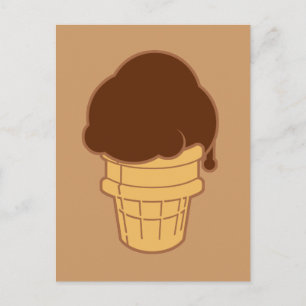 Chocolate Ice Cream Cone Vykort