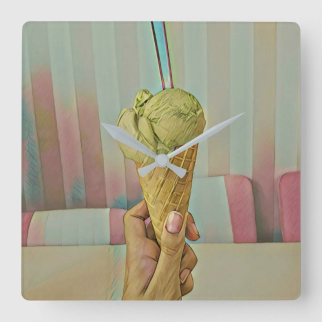 Chocolate ice cream fyrkantig klocka (Framsida)