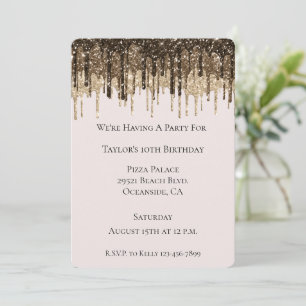 Chocolate Ice Cream Glitter Drives Birthday Inbjudningar