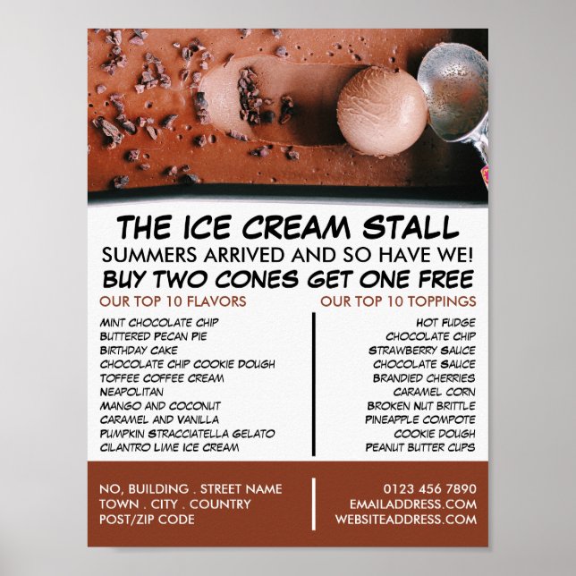 Chocolate Ice Cream, Ice Cream Parlor Advertising Poster (Framsidan)