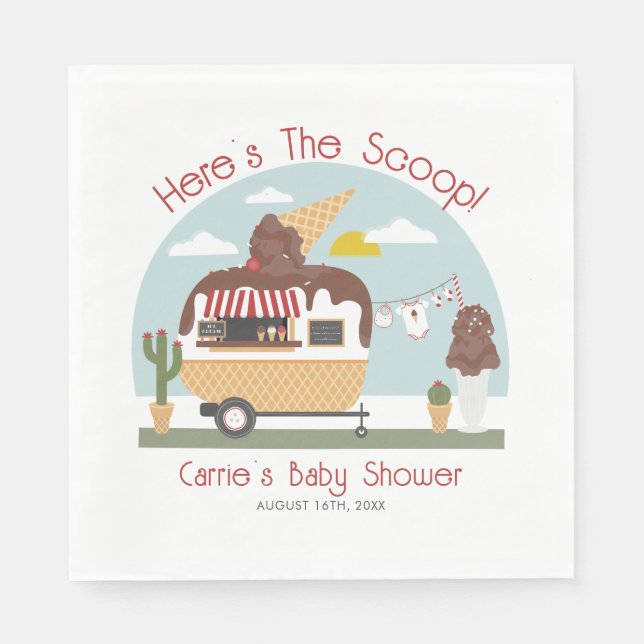 Chocolate Ice Cream Lastbil Neutralt Baby Shower Pappersservett (Framsidan)