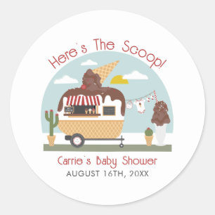 Chocolate Ice Cream Lastbil Neutralt Baby Shower Runt Klistermärke