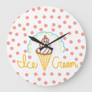 Chocolate Ice Cream Polka dots Dream Stor Klocka