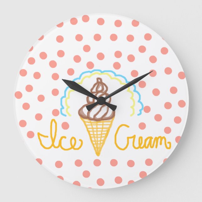 Chocolate Ice Cream Polka dots Dream Stor Klocka (Framsida)