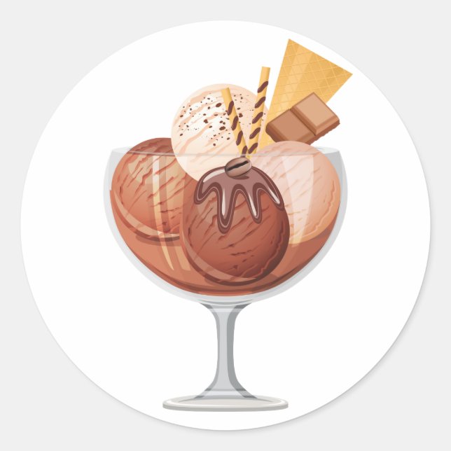 Chocolate Ice Cream Runt Klistermärke (Framsida)