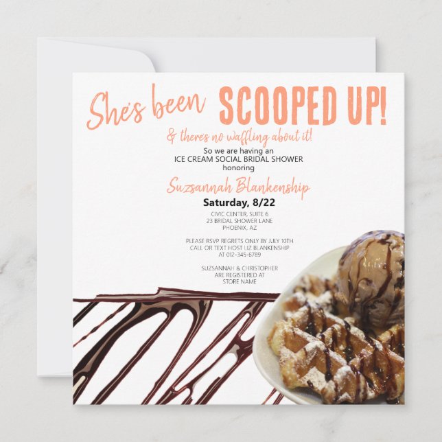 Chocolate Ice Cream Scoop on Waffle Möhippa Inbjudningar (Framsida)