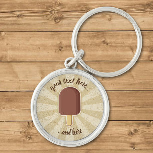 Chocolate Ice Cream Stick Rund Silverfärgad Nyckelring