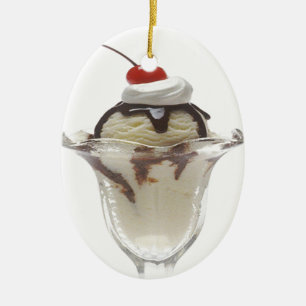 Chocolate Ice Cream Sundae Ornamae Julgransprydnad Keramik