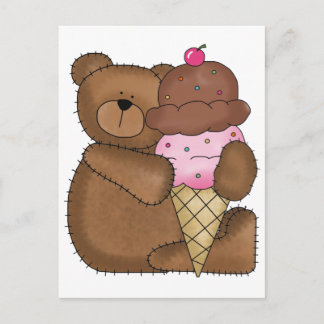 Chocolate Ice Cream Teddy Vykort