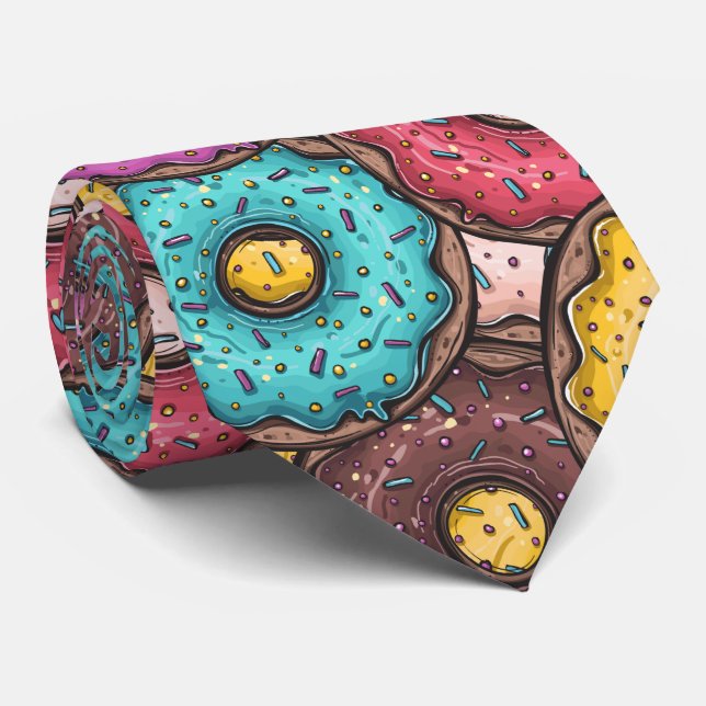 Chocolate Iced Sprinkles Doughnut Neck Tie Slips (Rullad)