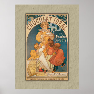Chocolate Ideal Vintage Fransk Beverage Poster