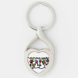Chocolate Jordgubbens valentin Twisted Heart Silverfärgad Nyckelring