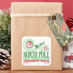 Chocolate jultomten North Pole Hett Chocolate Fyrkantigt Klistermärke