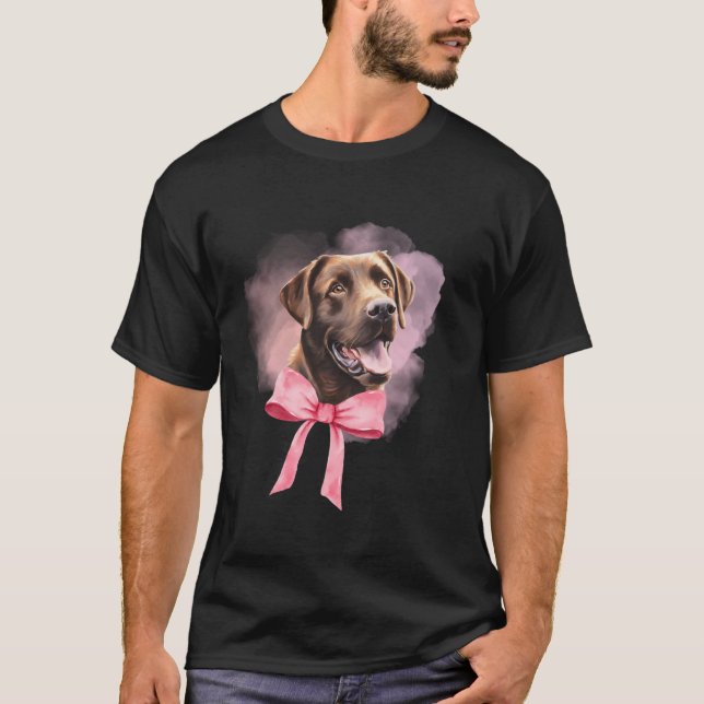 Chocolate Lab Älskare Gift Coquette Rosa Bow Hund  T Shirt (Framsida)