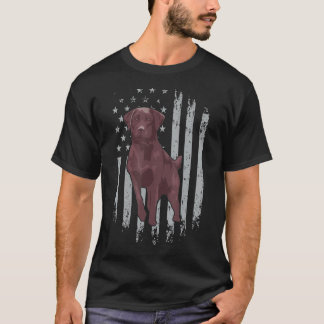Chocolate Lab American Flagga Brown Labrador Owner T Shirt