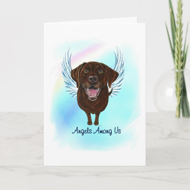 Chocolate Lab Angel Hund Pet Loss Sympathy Card Tack Kort (Framsida)