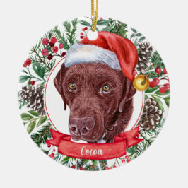 Chocolate Lab-Anpassningsbarna Santa Hat-julprydna Julgransprydnad Keramik