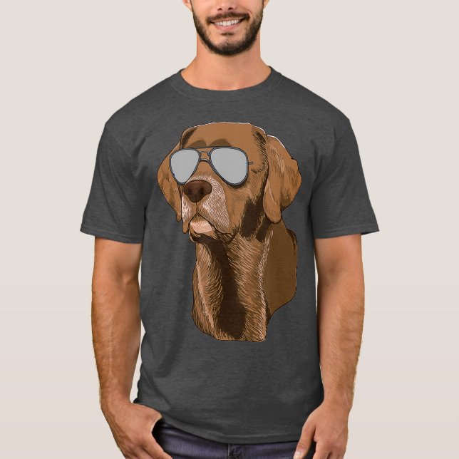 Chocolate Lab Chocolate Labrador Hund Sunglass T Shirt (Framsida)