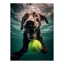 Chocolate Lab Dyving Underwater