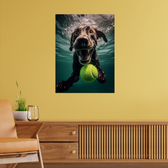 Chocolate Lab Dyving Underwater Poster (Vardagsrum 2)