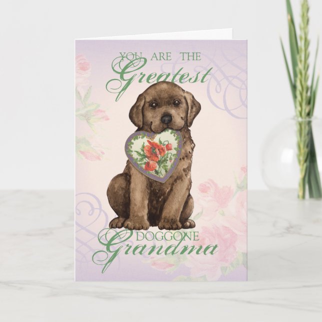Chocolate Lab Heart Grandma Kort (Framsida)