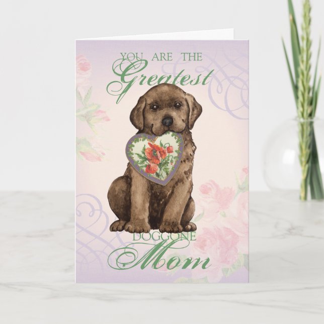 Chocolate Lab Heart Mamma Kort (Framsida)