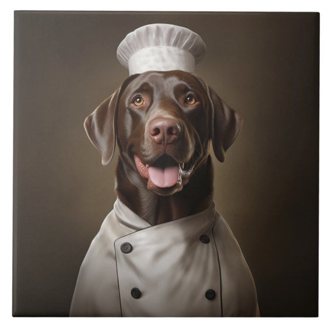 Chocolate Lab Hund Chef Kakelplatta (Framsidan)