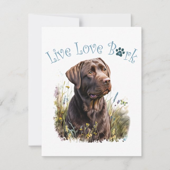 Chocolate Lab Hund Mamma Blommigt Anteckningskort (Framsida)