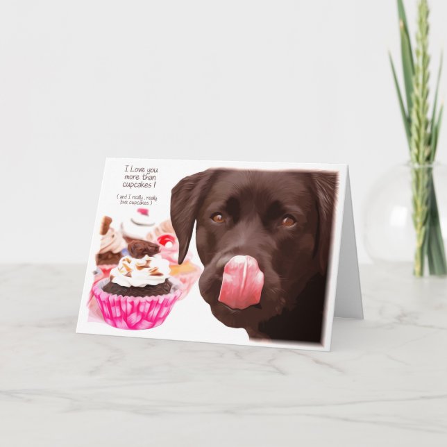Chocolate Lab I Kärlek You Card - cupkakakort Kort (Framsida)