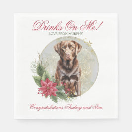 Chocolate Lab jul Hund Photo Bröllop Pappersservett