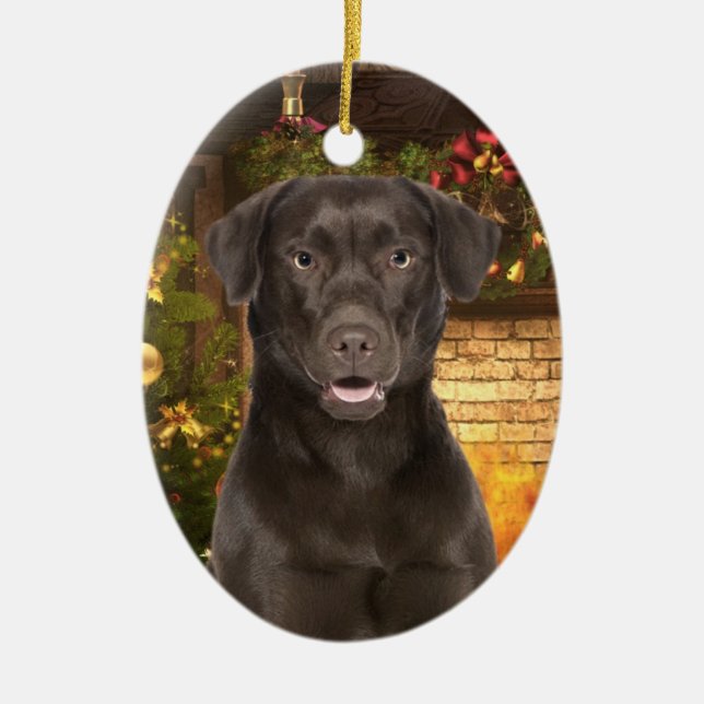 Chocolate Lab Julafton Ornament (Framsidan)