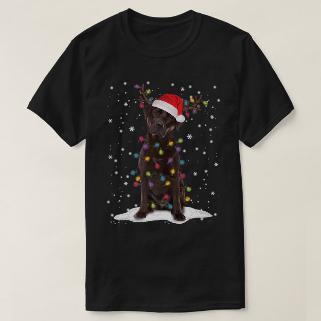 Chocolate Lab Labrador Christmas Tree Light Pajama T Shirt (Design framsida)