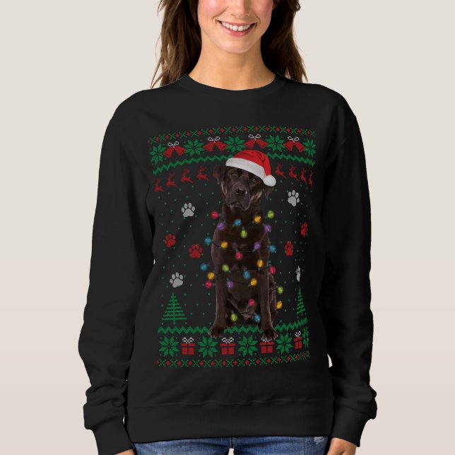Chocolate Lab Labrador jul Ljus Hund ugly S T Shirt (Framsida)
