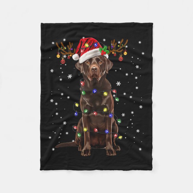 Chocolate Lab Labrador Julgran Light Pajama Fleecefilt (Framsidan)