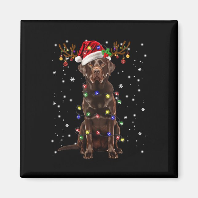 Chocolate Lab Labrador Julgran Light Pajama Magnet (Framsidan)