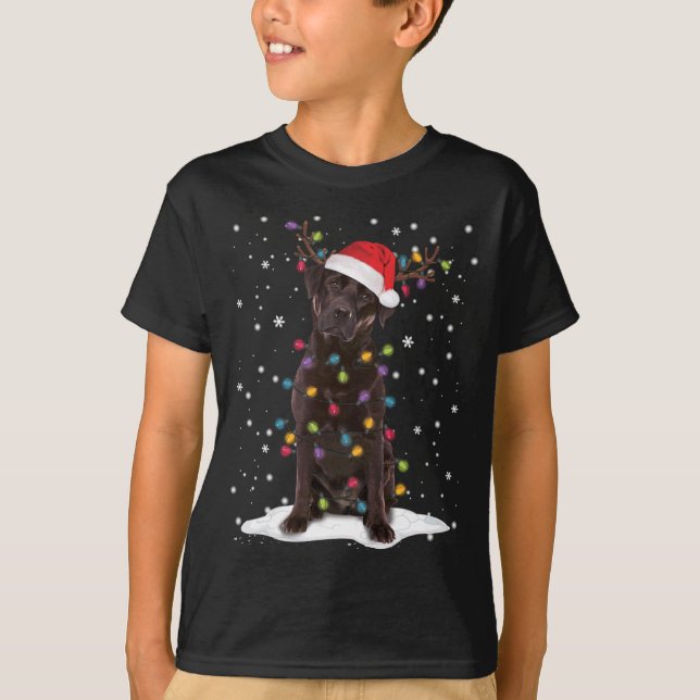 Chocolate Lab Labrador Julgran Light Pajama T Shirt (Framsida)
