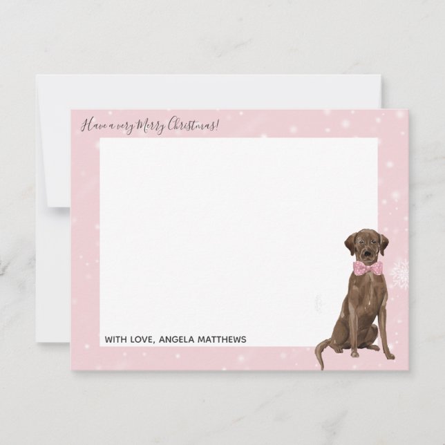 Chocolate Lab Labrador Retriever Helgdag Note Card Anteckningskort (Framsida)