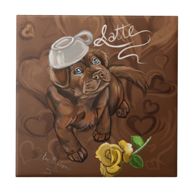 Chocolate Lab Latte Kakelplatta (Framsidan)