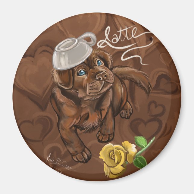 Chocolate Lab Latte Magnet (Framsidan)