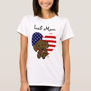 Chocolate Lab Mamma & American Flagga T Shirt