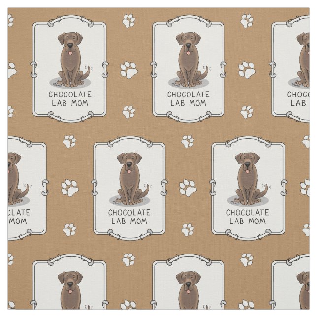 Chocolate Lab Mamma (Labrador Retriever Mamma) Cut Tyg (Provkarta)