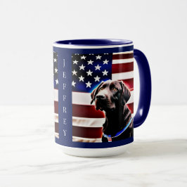 Chocolate Lab med amerikansk Flagga Patriotic Mugg
