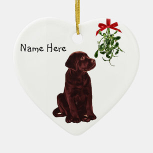 Chocolate Lab Mistletoe jul Ornament