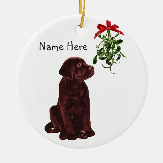 Chocolate Lab Mistletoe jul Ornament (Framsidan)