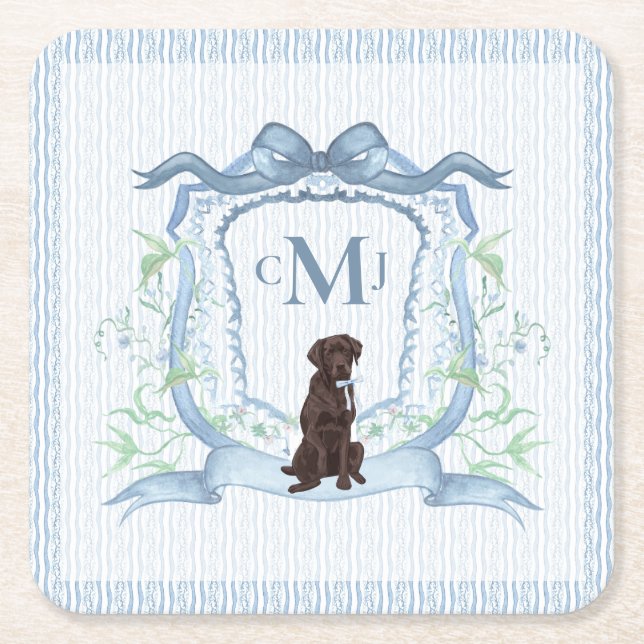 Chocolate Lab Monogram GrandMillennium Underlägg Papper Kvadrat (Framsidan)