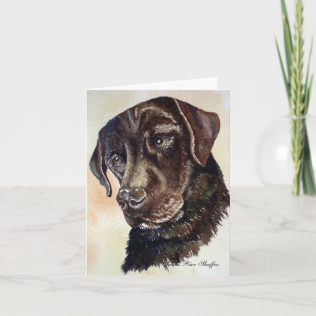 Chocolate Lab Note Card Kort (Framsida)