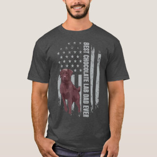 Chocolate Lab Pappa American Flagga Brown Labrador T Shirt
