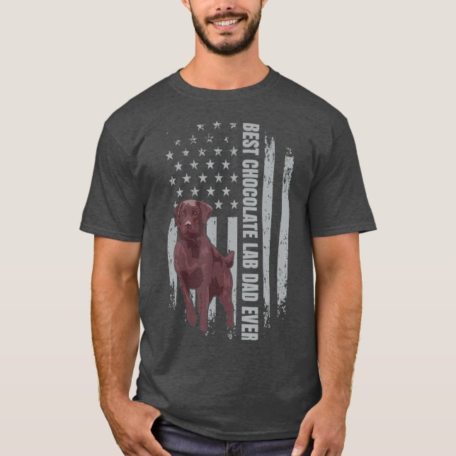 Chocolate Lab Pappa American Flagga Brown Labrador T Shirt (Framsida)